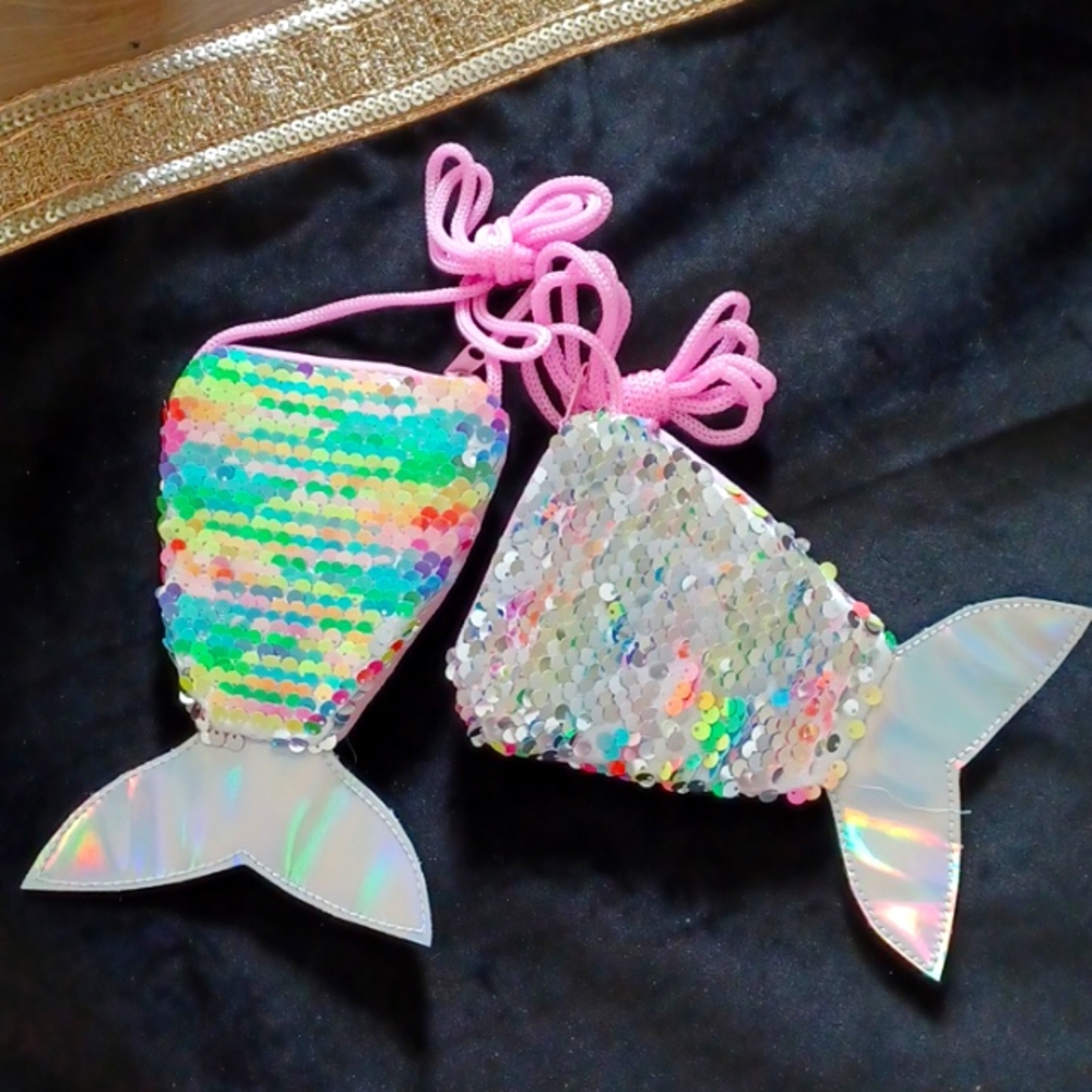 ⭐️3 For $10⭐️Mermaid tail sequined purse RAINBOW/SILVER/PINK - Picture 1 of 3